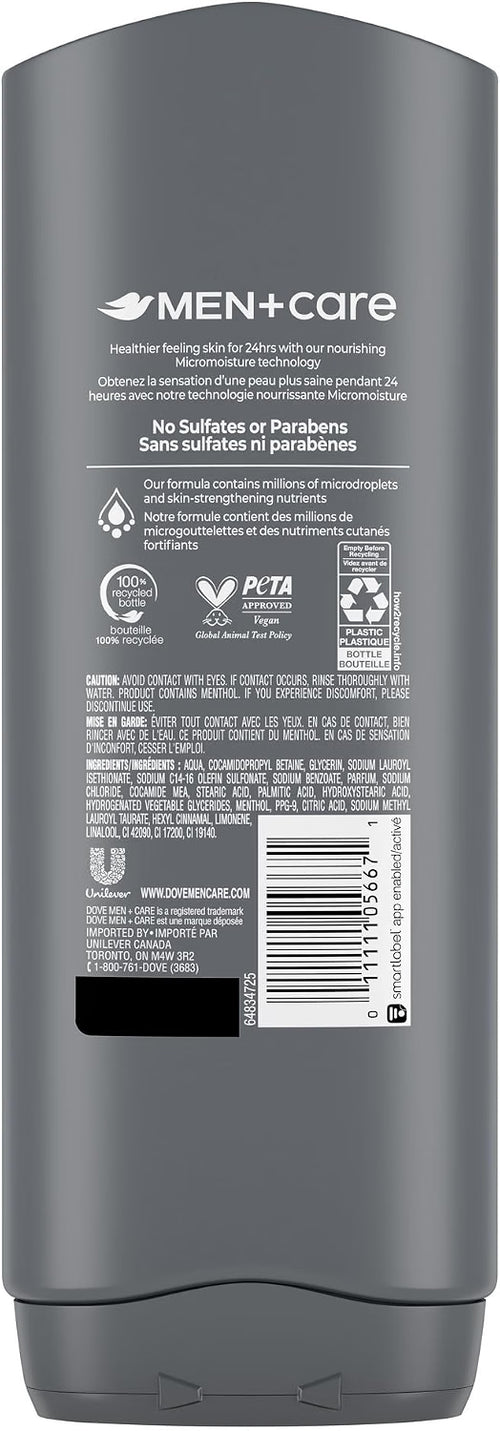Dove Men+Care Body & Face Wash Extra Fresh 24H Freshness, 532mL, 4-Pack