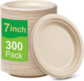 Small Paper Plates 7 inch, 300 Pack Compostable Dessert Plates